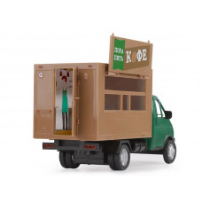 Машина "АВТОПАНОРАМА" ГАЗель-бизнес "Кофе", зеленый, 1/28, свет, звук, в/к 24*14*12