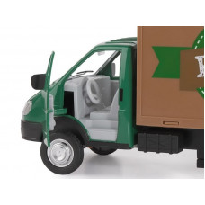 Машина "АВТОПАНОРАМА" ГАЗель-бизнес "Кофе", зеленый, 1/28, свет, звук, в/к 24*14*12