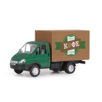 Машина "АВТОПАНОРАМА" ГАЗель-бизнес "Кофе", зеленый, 1/28, свет, звук, в/к 24*14*12