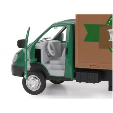 Машина "АВТОПАНОРАМА" ГАЗель-бизнес "Кофе", зеленый, 1/28, свет, звук, в/к 24*14*12