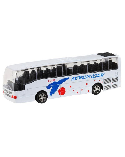 Автобус "Автопанорама", белый, 1/90, свет, звук, инерция, в/к 22*13,5*5,8 см