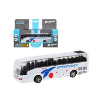 Автобус "Автопанорама", белый, 1/90, свет, звук, инерция, в/к 22*13,5*5,8 см