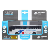 Автобус "Автопанорама", белый, 1/90, свет, звук, инерция, в/к 22*13,5*5,8 см