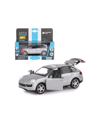 Машина "АВТОПАНОРАМА" Porsche Cayenne S, серебряный, 1/32, свет, звук, инерция, в/к 17,5*13,5*9 см