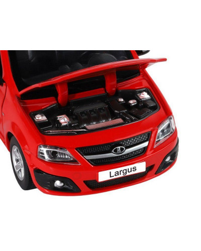 Машина "АВТОПАНОРАМА" LADA LARGUS, красный, 1/24, свет, звук, инерция, в/к 24,5*12,5*10,5 см