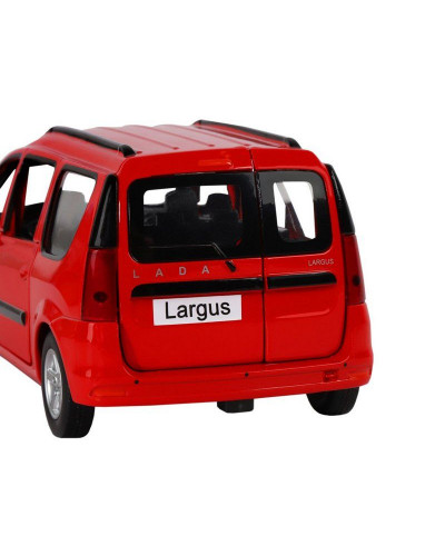 Машина "АВТОПАНОРАМА" LADA LARGUS, красный, 1/24, свет, звук, инерция, в/к 24,5*12,5*10,5 см