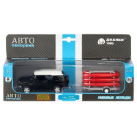 Машина "АВТОПАНОРАМА" Toyota FJ Cruiser c прицепом с досками для серфинга, 1/43, инерция, в/к