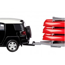 Машина "АВТОПАНОРАМА" Toyota FJ Cruiser c прицепом с досками для серфинга, 1/43, инерция, в/к