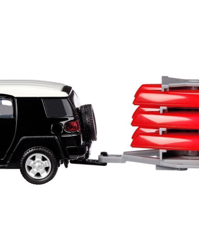 Машина "АВТОПАНОРАМА" Toyota FJ Cruiser c прицепом с досками для серфинга, 1/43, инерция, в/к
