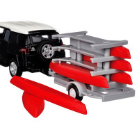 Машина "АВТОПАНОРАМА" Toyota FJ Cruiser c прицепом с досками для серфинга, 1/43, инерция, в/к