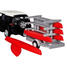 Машина "АВТОПАНОРАМА" Toyota FJ Cruiser c прицепом с досками для серфинга, 1/43, инерция, в/к