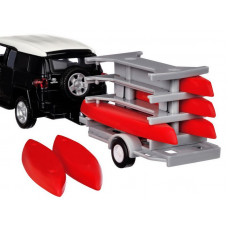 Машина "АВТОПАНОРАМА" Toyota FJ Cruiser c прицепом с досками для серфинга, 1/43, инерция, в/к