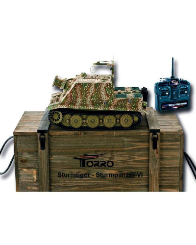 Р/У танк Torro Sturmtiger Panzer 1/16  2.4G, зеленый, ИК-пушка, деревянная коробка