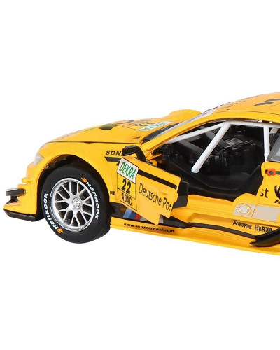 Машина "АВТОПАНОРАМА" BMW M3 DTM, желтый, 1/32, свет, звук, инерция, в/к 17,5*13,5*9 см
