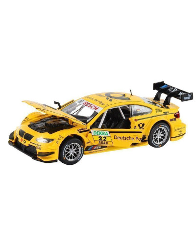 Машина "АВТОПАНОРАМА" BMW M3 DTM, желтый, 1/32, свет, звук, инерция, в/к 17,5*13,5*9 см