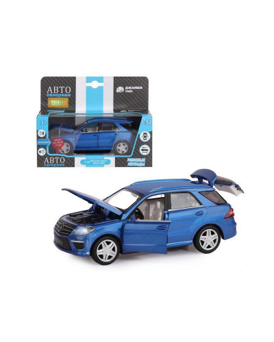 Машина "АВТОПАНОРАМА" Mercedes-Benz ML63 AMG, синий, 1/32, свет, звук, инерция, в/к 17,5*13,5*9 см