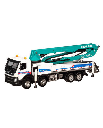 Машина "АВТОПАНОРАМА" Volvo бетононасос, белый, 1/50, свет, звук, в/к 28*14*10 см