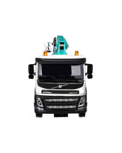 Машина "АВТОПАНОРАМА" Volvo бетононасос, белый, 1/50, свет, звук, в/к 28*14*10 см