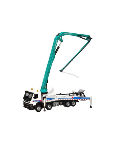 Машина "АВТОПАНОРАМА" Volvo бетононасос, белый, 1/50, свет, звук, в/к 28*14*10 см