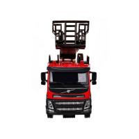 Машина "АВТОПАНОРАМА" Volvo пожарная машина-лестница, красный, 1/50, свет, звук, в/к 28*14*10 см