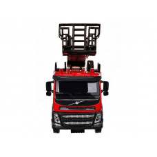 Машина "АВТОПАНОРАМА" Volvo пожарная машина-лестница, красный, 1/50, свет, звук, в/к 28*14*10 см