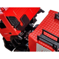 Машина "АВТОПАНОРАМА" Volvo пожарная машина-лестница, красный, 1/50, свет, звук, в/к 28*14*10 см