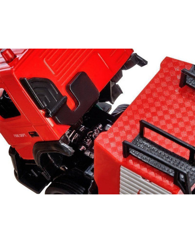 Машина "АВТОПАНОРАМА" Volvo пожарная машина-лестница, красный, 1/50, свет, звук, в/к 28*14*10 см