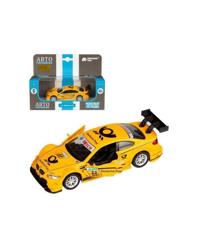 Машина "АВТОПАНОРАМА" BMW M3 DTM, желтый, 1/42, инерция, в/к 17,5*12,5*6,5 см