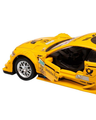 Машина "АВТОПАНОРАМА" BMW M3 DTM, желтый, 1/42, инерция, в/к 17,5*12,5*6,5 см