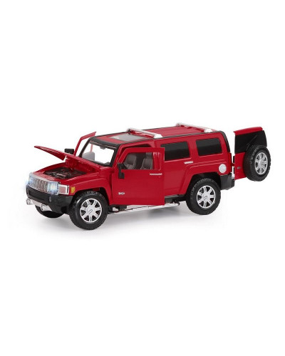 Машина "АВТОПАНОРАМА" Hummer H3, красный, 1/24, свет, звук, в/к 24,5*12,5*10,5 см