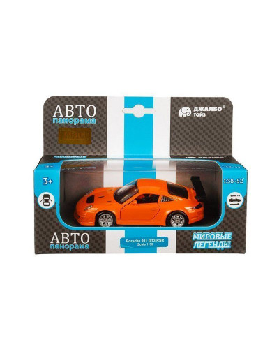 Машина "АВТОПАНОРАМА" Porsche 911 GT3 RSR, оранжевый, 1/39, инерция, в/к 17,5*12,5*6,5 см