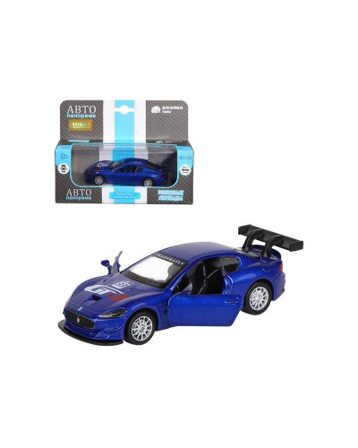 Машина "АВТОПАНОРАМА" Maserati Gran Turismo MC GT4, синий, 1/43, инерция, в/к 17,5*12,5*6,5 см