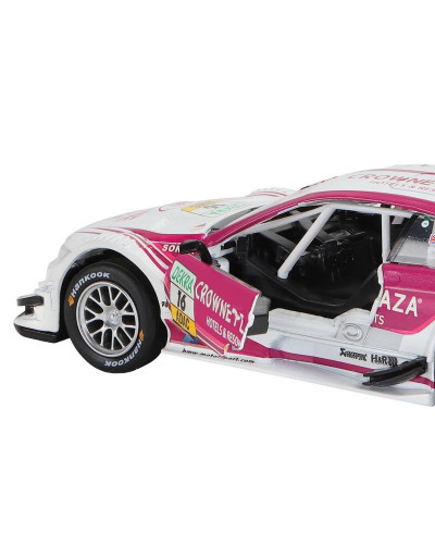 Машина "АВТОПАНОРАМА" BMW M3 DTM, белый-розовый, 1/32, свет, звук, инерция, в/к 17,5*13,5*9 см
