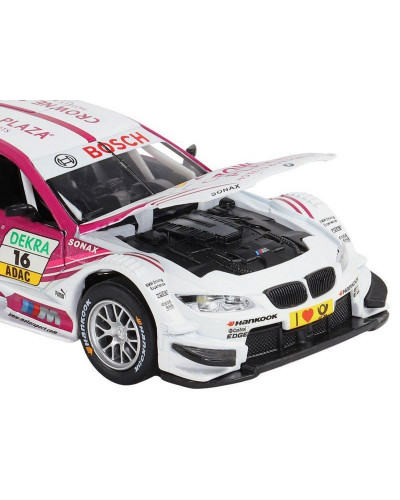 Машина "АВТОПАНОРАМА" BMW M3 DTM, белый-розовый, 1/32, свет, звук, инерция, в/к 17,5*13,5*9 см